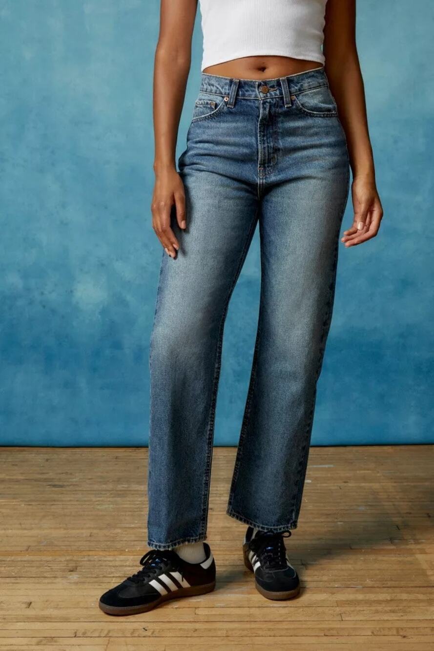 Urban Outfitters BDG High-Waisted Cowboy Jean Straight Leg Blue Denim
